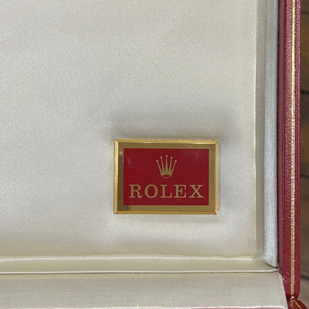 Vintage Rolex Watch Box Red Floral Tapestry Embroidery Gold Trim case